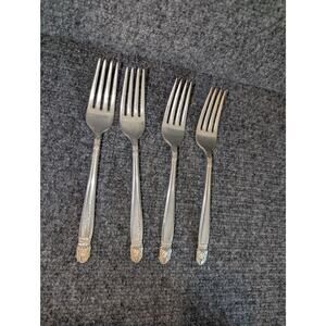 Vintage Holmes & Edwards Danish Princess Pattern Inlaid IS Set of 4 Forks